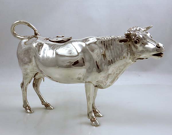 Large Dutch antique silver cow creqamer with London  import marks  1891