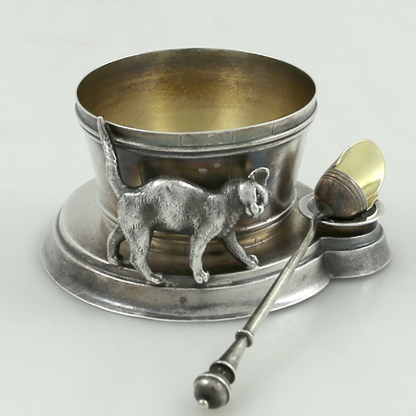 pair of John Wendt for Ball Black barrel salts with scoops and cats