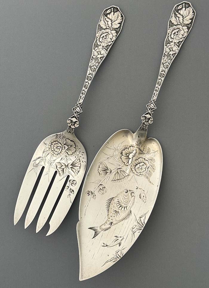 Durgin sterling fish set engraved