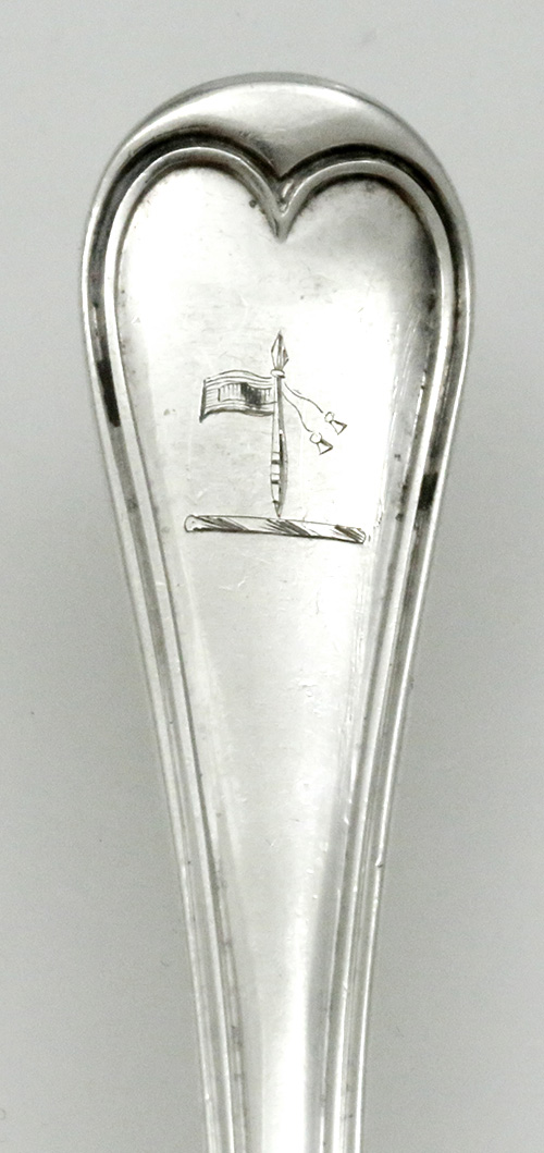 engraved crest on English antique silver deseert forks