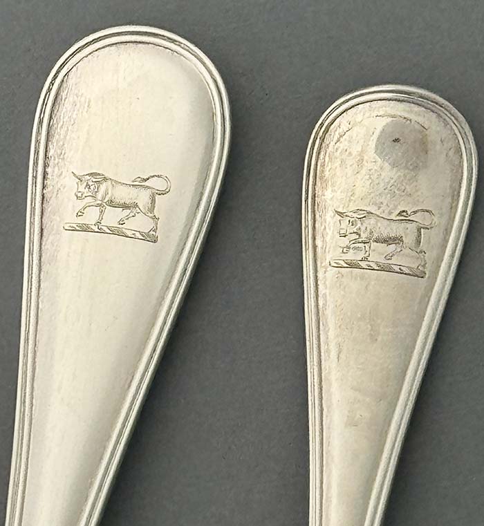 bull crest on Mappin and Webb cheese serving set