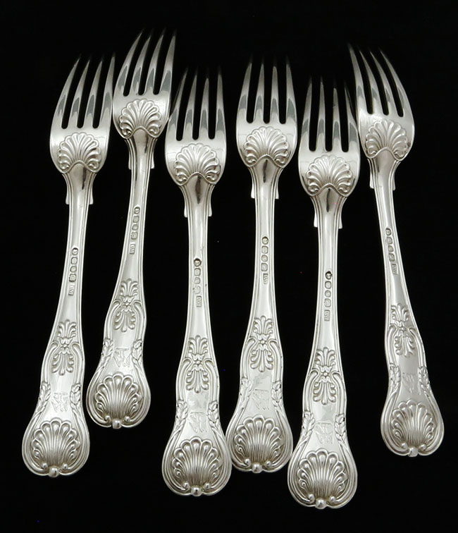 English antique silver forks Honeysuckle pattern London 1824