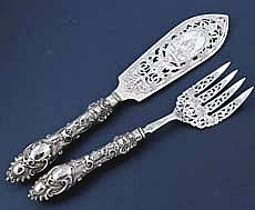 English silver fish serving set by Martin Hall dated 1858