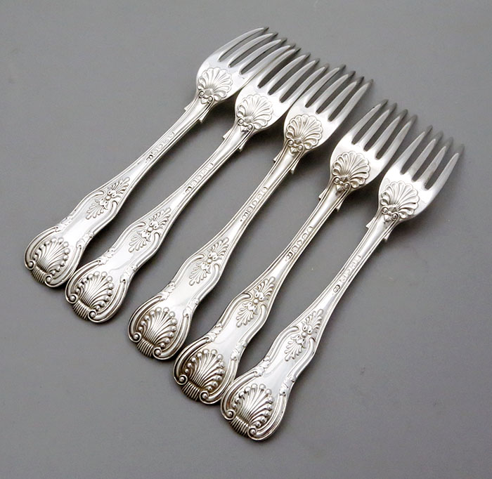 reverse of 5 dinner forks by George Adams London 1848