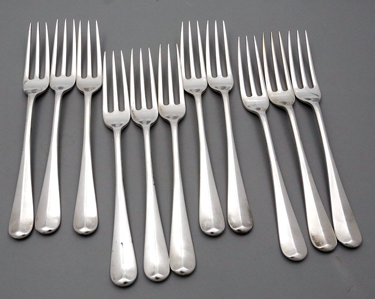 English silver Hanovarian pattern forks dated London 1947 by Marshall Field