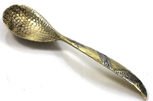 Aesthetic gold washed bright cut serving spoon