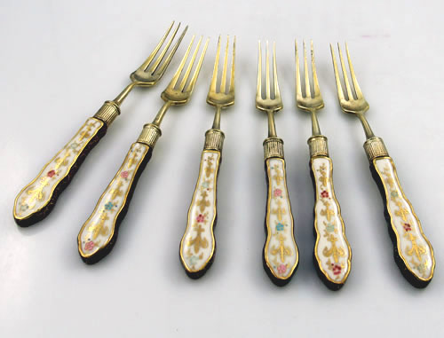 gorham sterling and enamel fruit forks