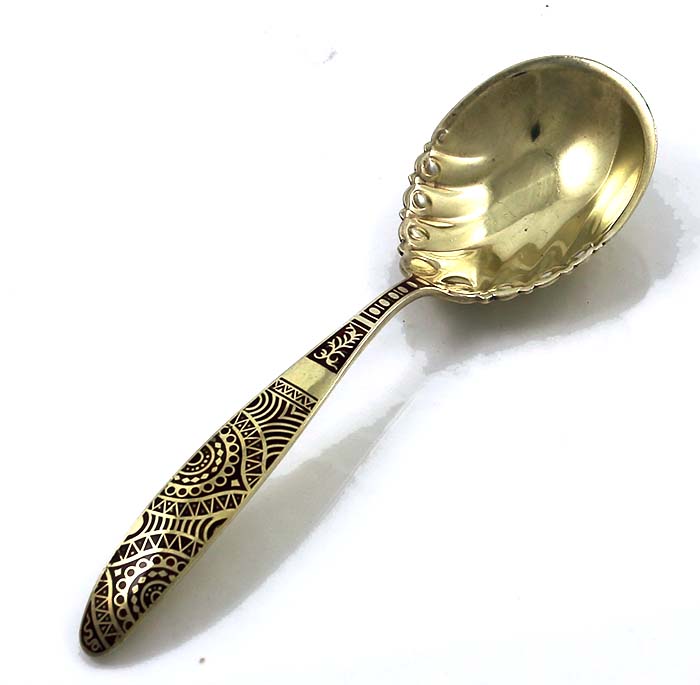 Gorham gold washed sterling enamel serving spoon