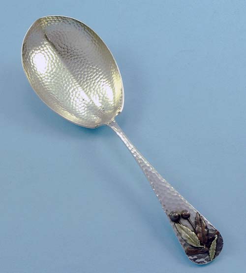 gorham mixed metals hammered sterling serving spoon