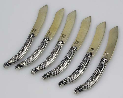 gorham sterling set six butter knives wheat