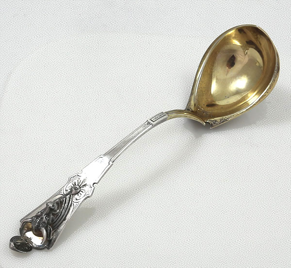 George Sharp sterling ladle with applied cow head