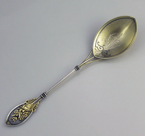 whiting berry spoon with applied flowers