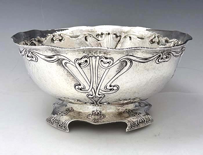 antique sterling art nouveau hammered bowl