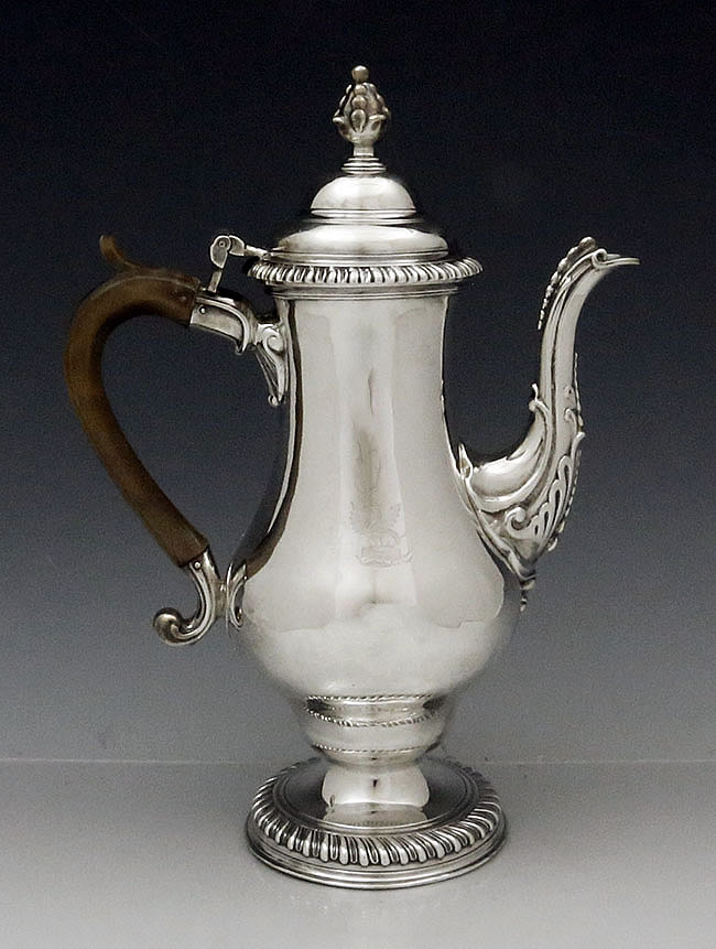 English Hallmarked silver coffee pot London 1770 John King