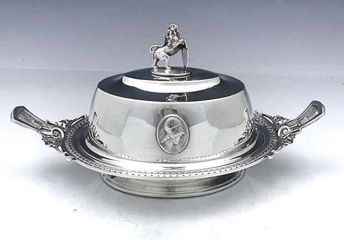 Gorham antique coin silver butter dish