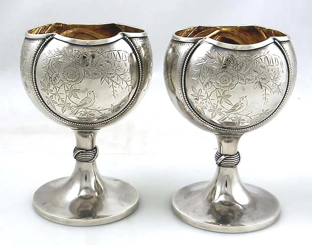 Pair Gorham sterling aesthetic goblets