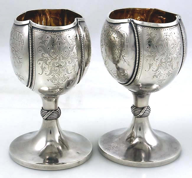 Pair Gorham sterling aesthetic goblets