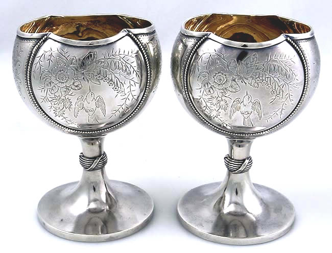 Pair Gorham sterling aesthetic goblets