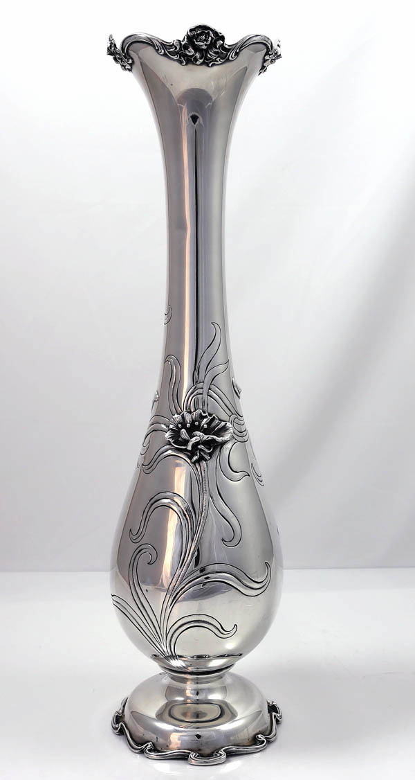 Gorham tall sterling art nouveau vase