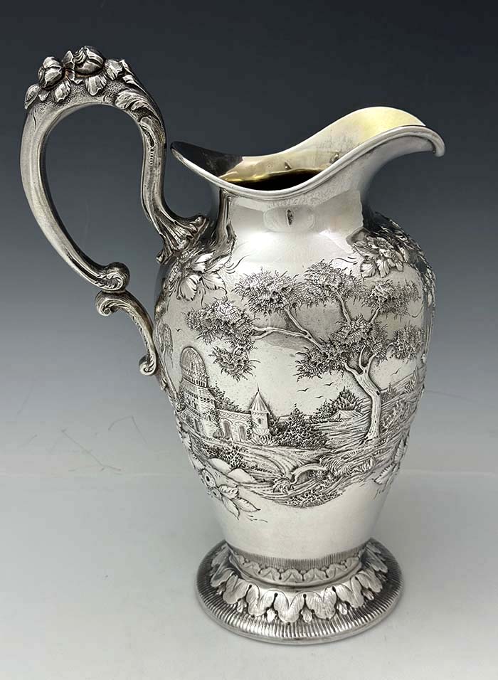 Kirk antique sterling silver castle pitcher