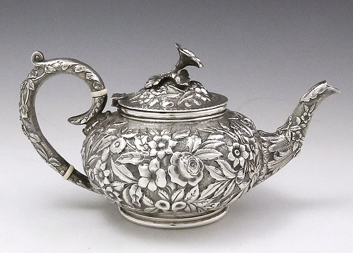 S Kirk sterling repousse teapot