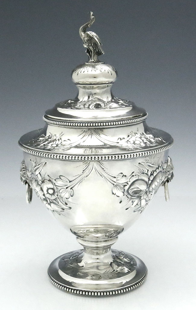 Moore for Canfield Bros coin silver sugar urn