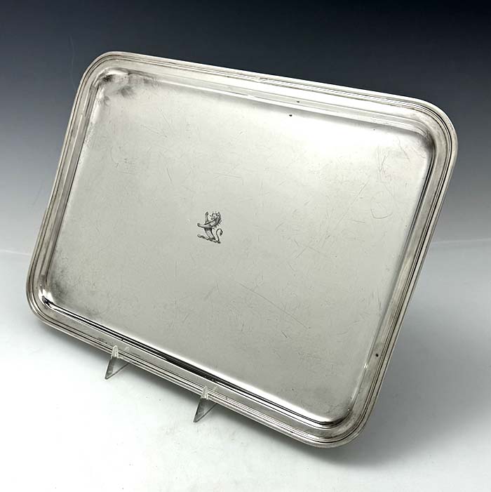 Tiffany sterling silver tray with crest