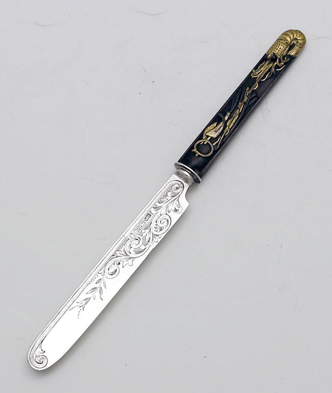 English hallmarked knife blade with bronze Japanese handle