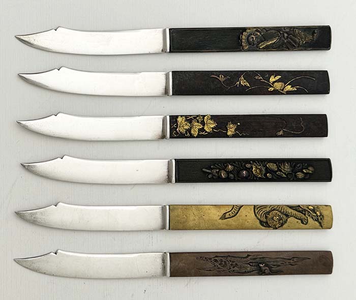 Gorham sterling and mixed metals handle fruit knives