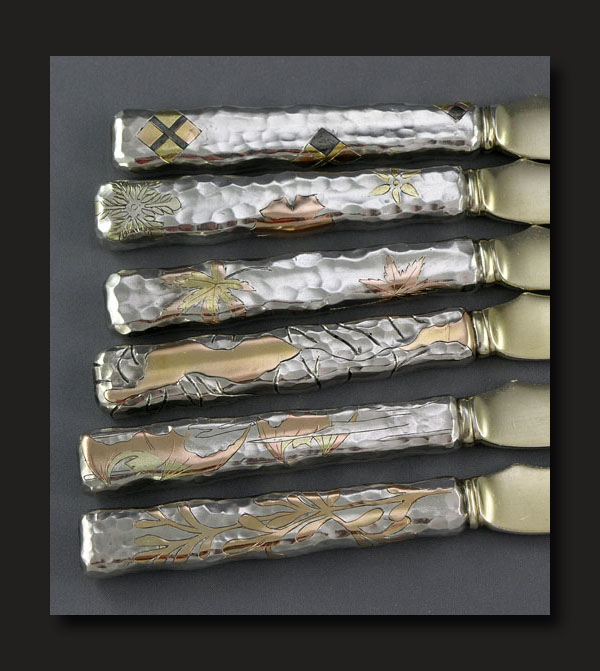 tiffany inlaid japanese style knives