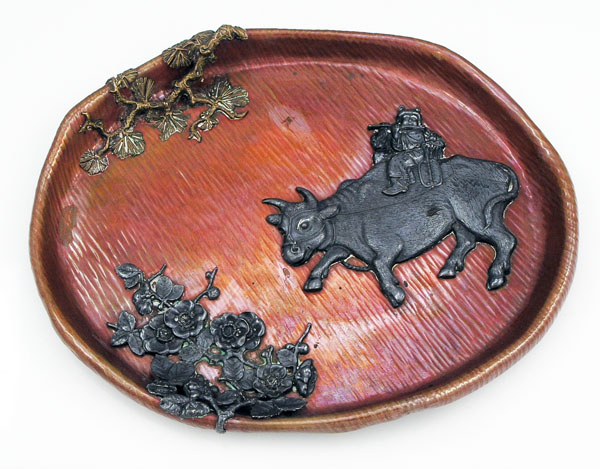 Gorham rare copper and silver mixed metals tray circa 1883