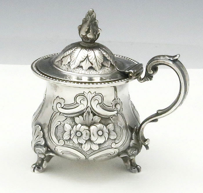 W Adams coin silver mustard pot New York