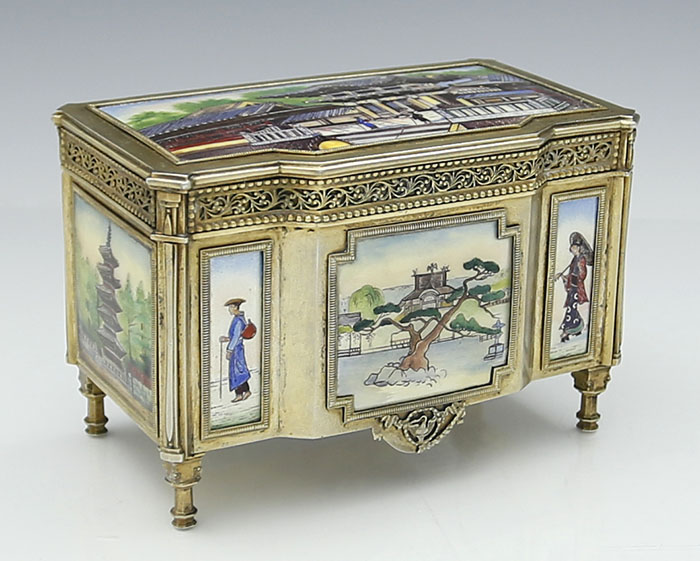 Austrian silver and enamel casket silver antique