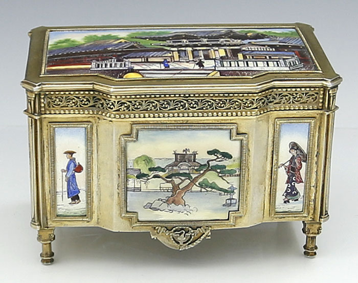 Austrian antique silver and enamel casket