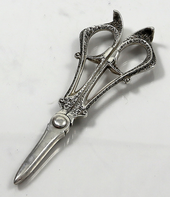 Black Starr and Frost sterling grape shears in the manner of Tiffany Persian