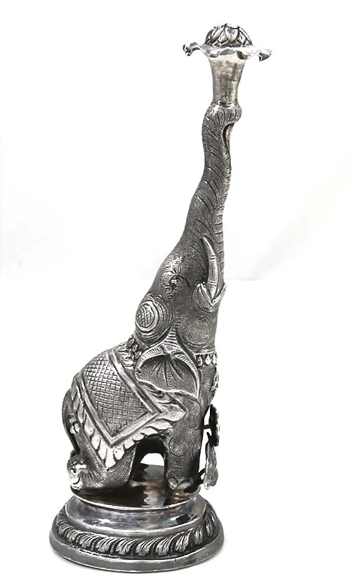 Kutch Indian silver elephant form rose water sprinking flask