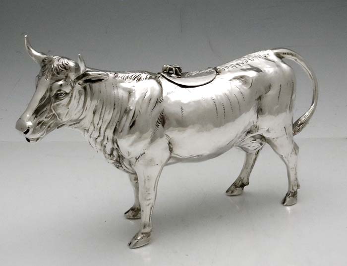 German 925 sterling large heavy cow creamer antique silver