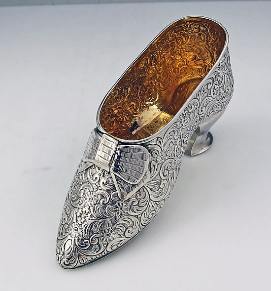 English silver ornate ornamental shoe