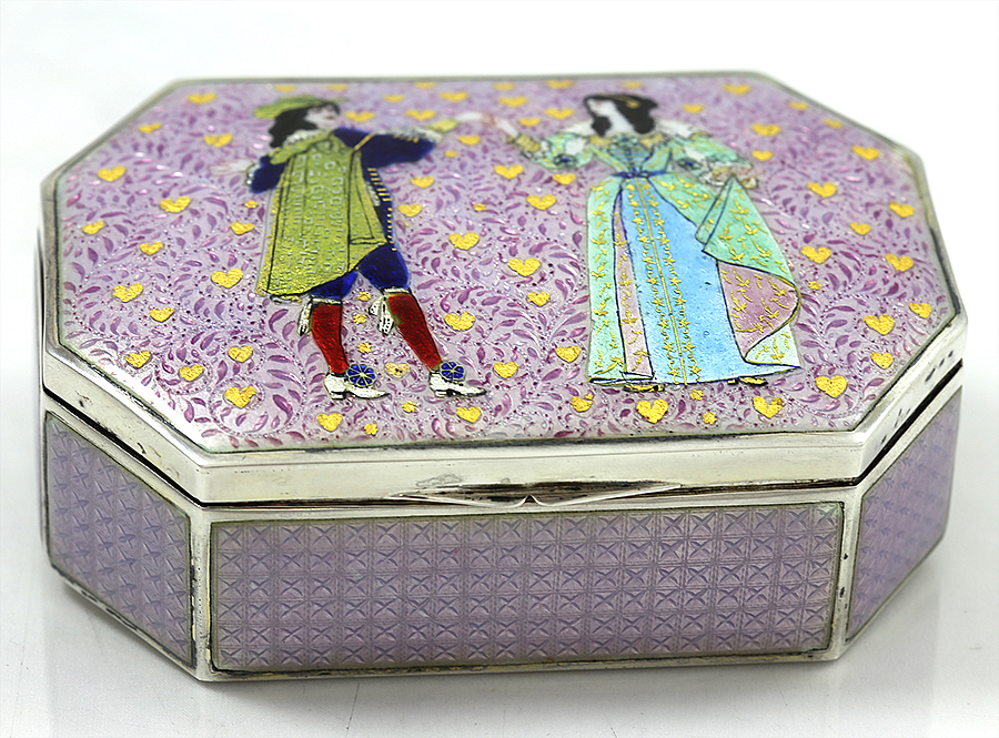 German enamel sterling silver box