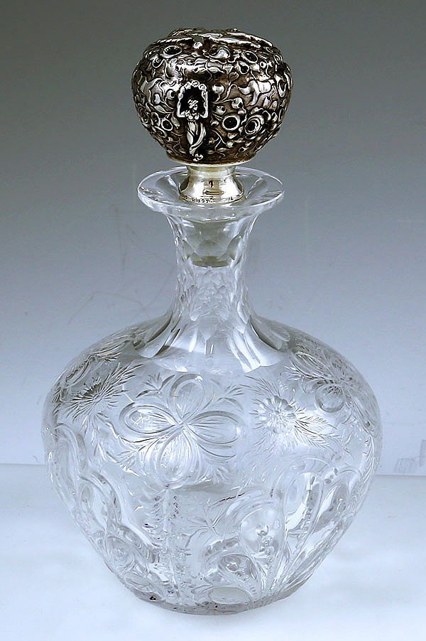 Hawkes glass decanter with Gorham special order silver stopper