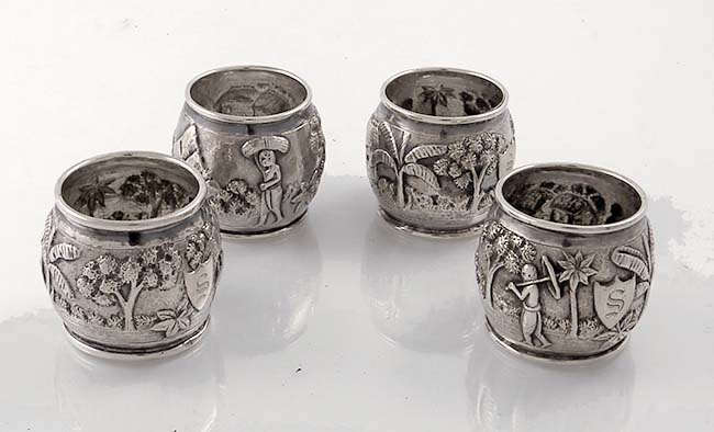 Indian silver napkin rings Calcutta region