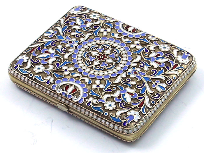 Russian enamel and sterling cigarette case