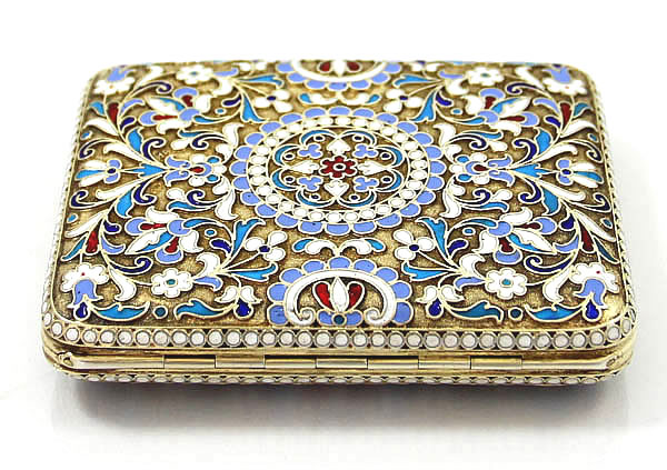 Russian enamel and sterling cigarette case