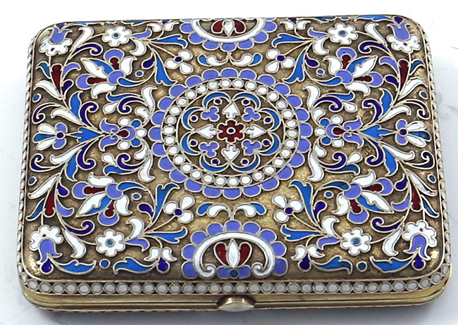 Russian enamel and sterling cigarette case