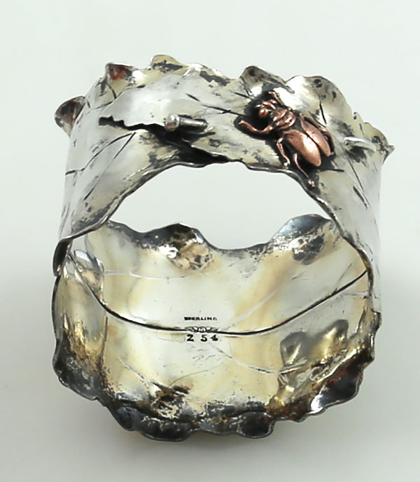 Shiebler sterling mixed metals napkin ring with applied copper bug