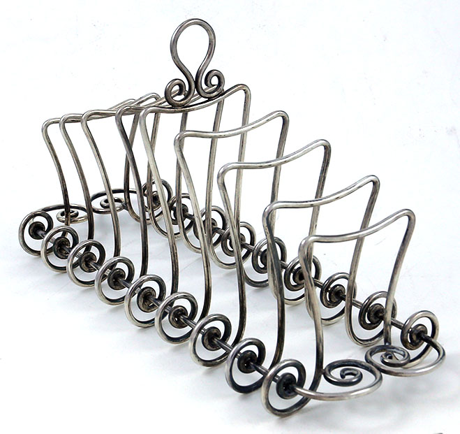 George Shreve San Francisco sterling silver art nouveau toast rack circa 1900