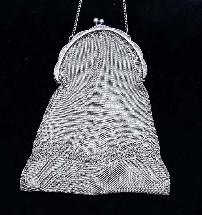 Sterling mesh purse with lacy insert