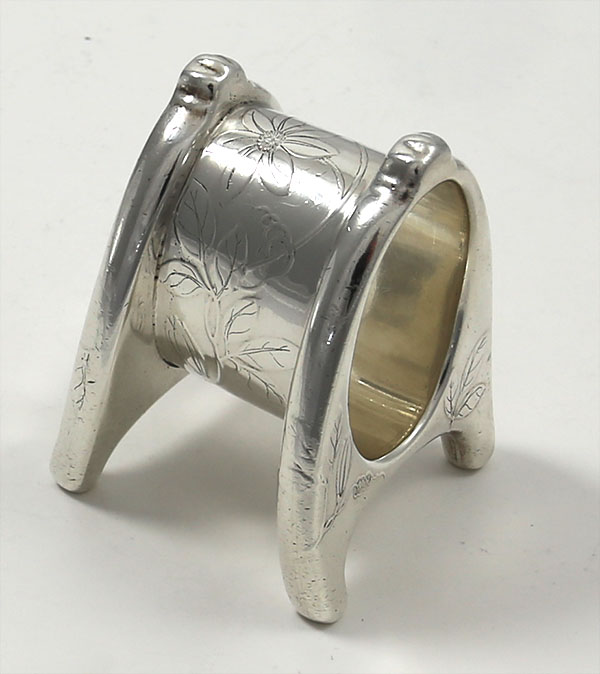 Tiffany & Co antique sterling silver acid etched lap over edge napkin ring