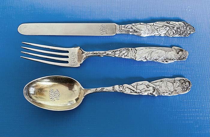 antique sterling Tiffany three piece youth set