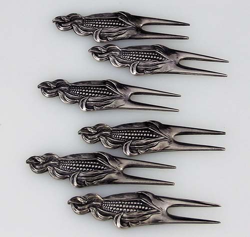 Watson antique sterling silver corn holders